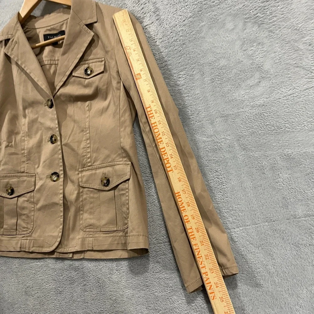 Talbots Jacket Womens 4 Blazer Tan Khaki Pockets‎ Casual Academia Preppy